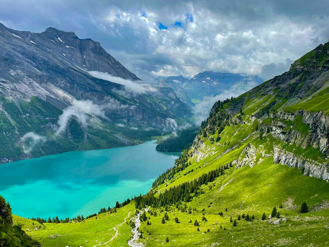 swiss lake with mountains